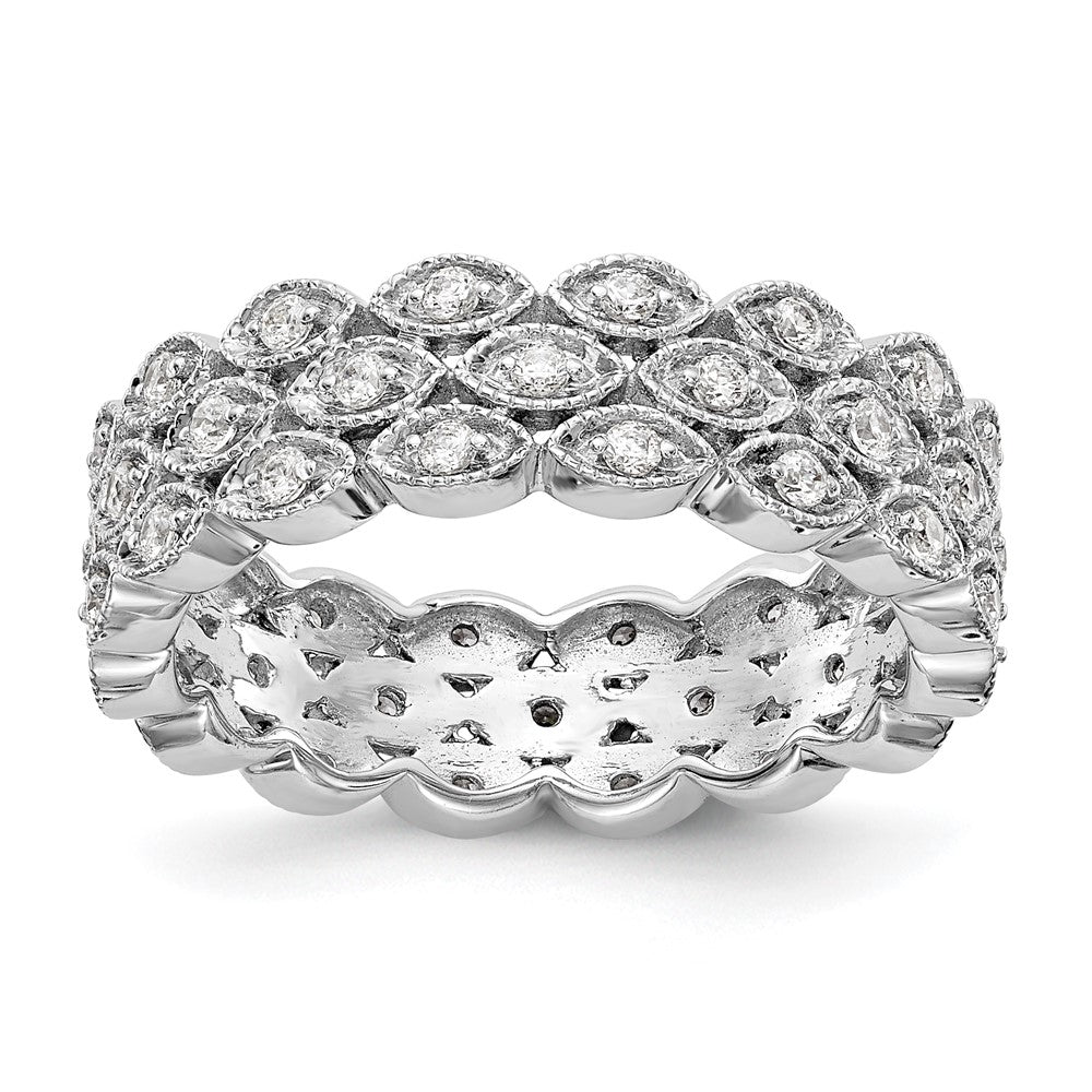 14k White Gold 1/2 Ct. Lab Grown Diamond VS/SI+ G+ Triple Row Marquise Size 5.5 Eternity Band