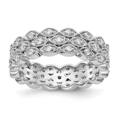 14k White Gold 1/2 Ct. Lab Grown Diamond VS/SI+ G+ Triple Row Marquise Size 5.5 Eternity Band