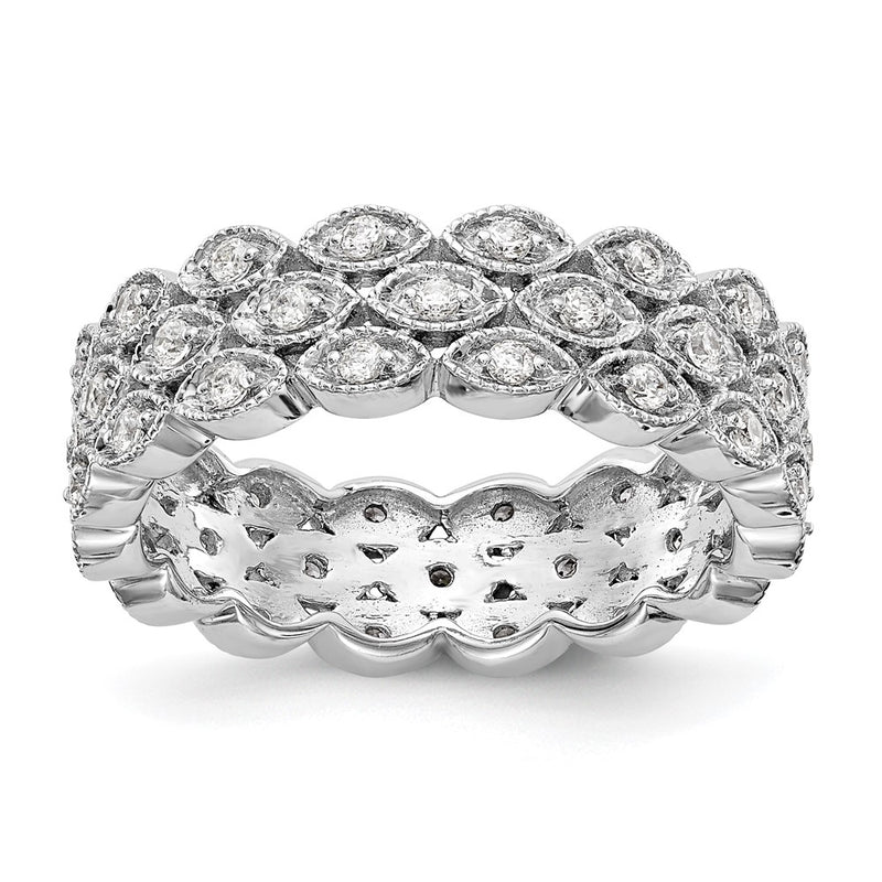 14k White Gold 1/2 Ct. Lab Grown Diamond VS/SI+ G+ Triple Row Marquise Size 5.5 Eternity Band
