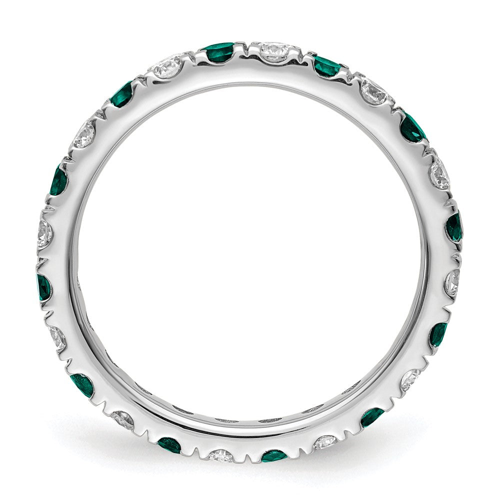 14k White Gold 3/8 Ct. Lab Grown Diamond VS/SI+ G+ and Lab Created Alexandrite Eternity Band Ring