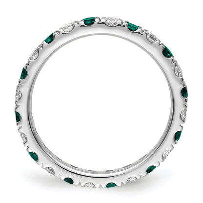 14k White Gold 3/8 Ct. Lab Grown Diamond VS/SI+ G+ and Lab Created Alexandrite Eternity Band Ring