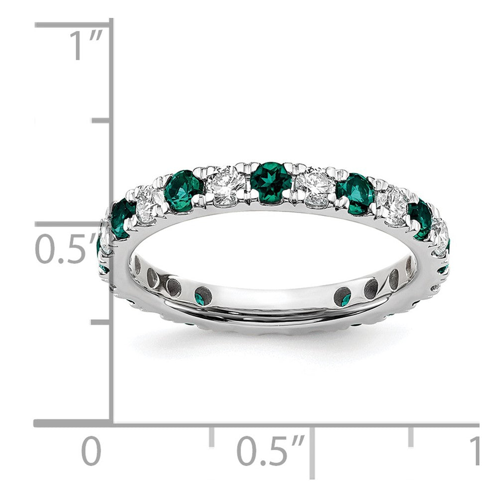 14k White Gold 3/4 Ct. Lab Grown Diamond VS/SI+ G+ and Lab Created Alexandrite Eternity Band Ring