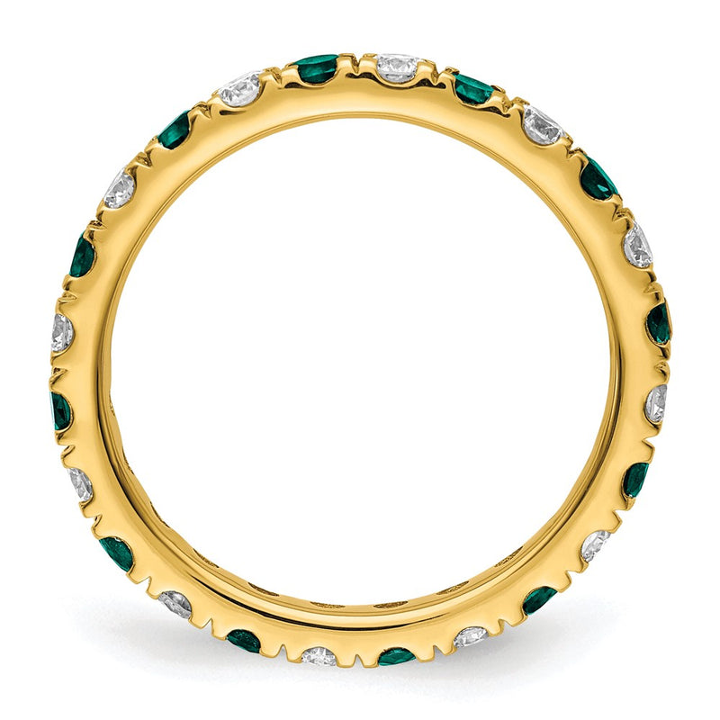 14k Yellow Gold 3/4 Ct. Lab Grown Diamond VS/SI+ G+ and Lab Created Alexandrite Size 6.5 Eternity Band