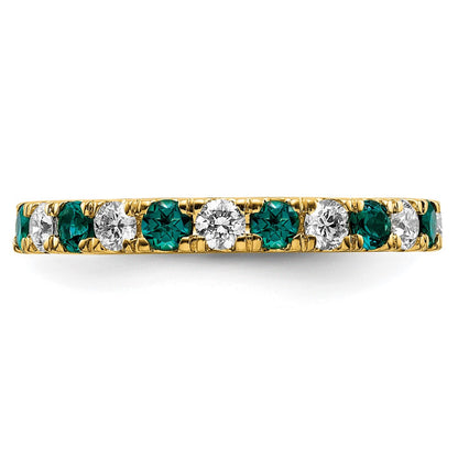14k Yellow Gold 3/4 Ct. Lab Grown Diamond VS/SI+ G+ and Lab Created Alexandrite Size 6.5 Eternity Band