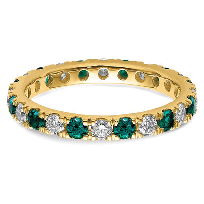 14k Yellow Gold 3/4 Ct. Lab Grown Diamond VS/SI+ G+ and Lab Created Alexandrite Size 6.5 Eternity Band