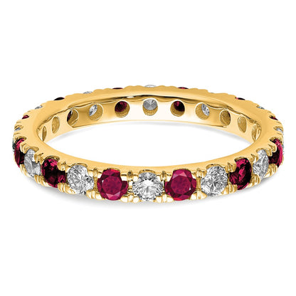 14k Yellow Gold 3/4 Ct. Lab Grown Diamond VS/SI+ G+ and Lab Created Ruby Eternity Band Ring