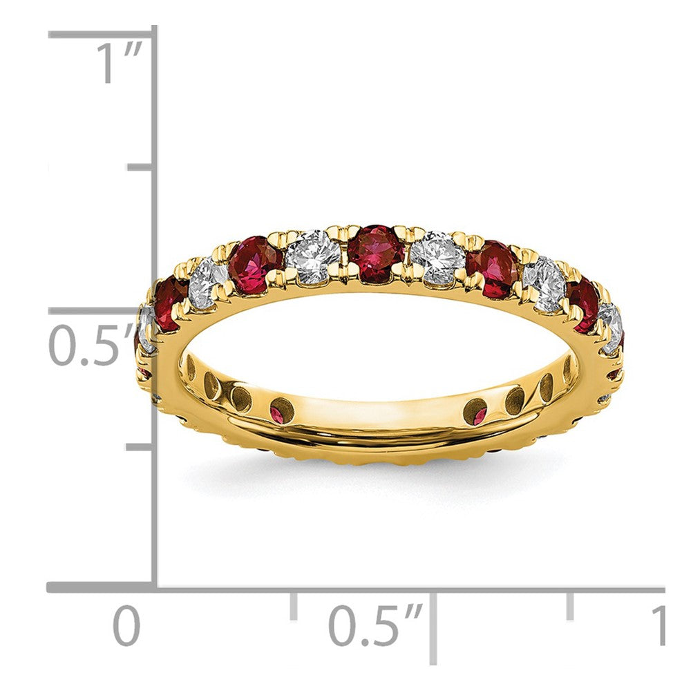 14k Yellow Gold 7/8 Ct. Lab Grown Diamond VS/SI+ G+ and Lab Created Ruby Eternity Band Ring
