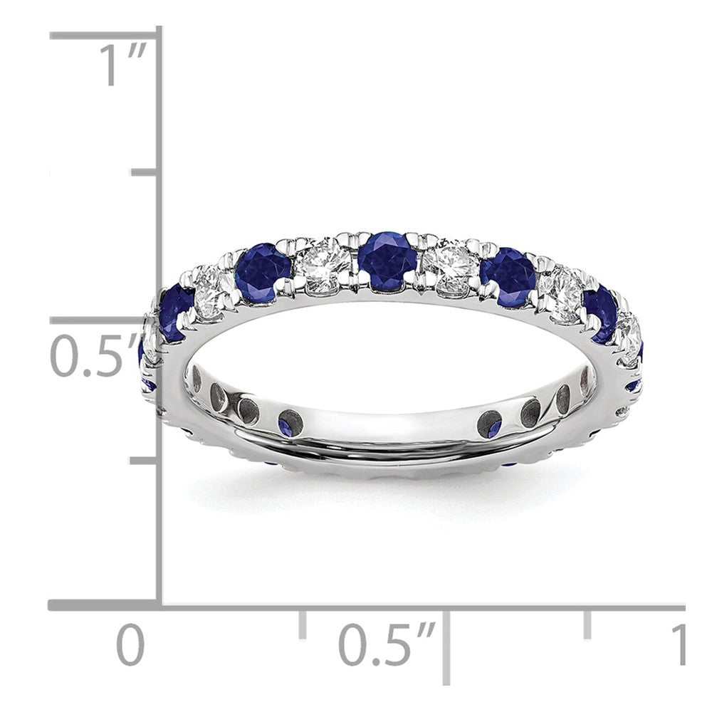 14k White Gold 3/8 Ct. Lab Grown Diamond VS/SI+ G+ and Lab Created Blue Sapphire Eternity Band Ring