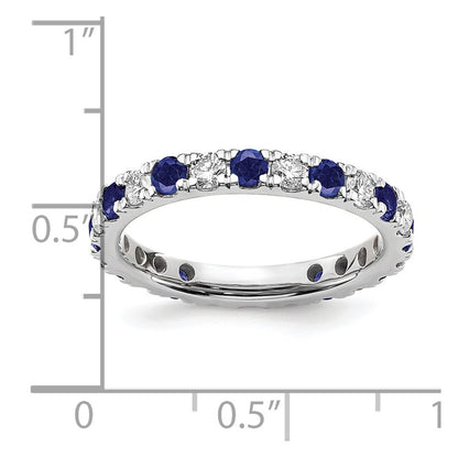 14k White Gold 3/8 Ct. Lab Grown Diamond VS/SI+ G+ and Lab Created Blue Sapphire Eternity Band Ring