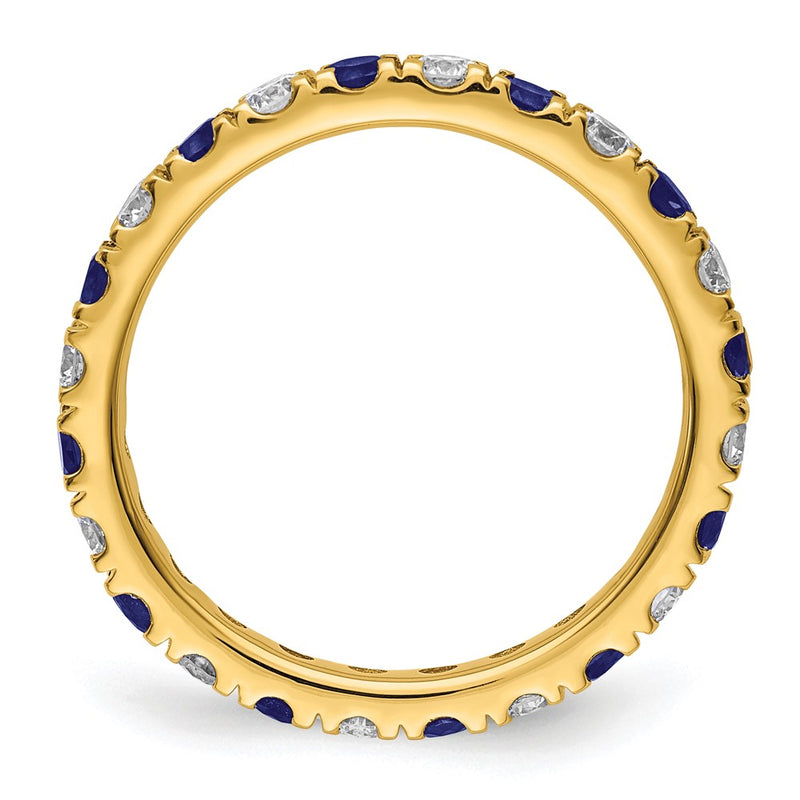 14k Yellow Gold 7/8 Ct. Lab Grown Diamond VS/SI+ G+ and Lab Created Blue Sapphire Eternity Band Ring
