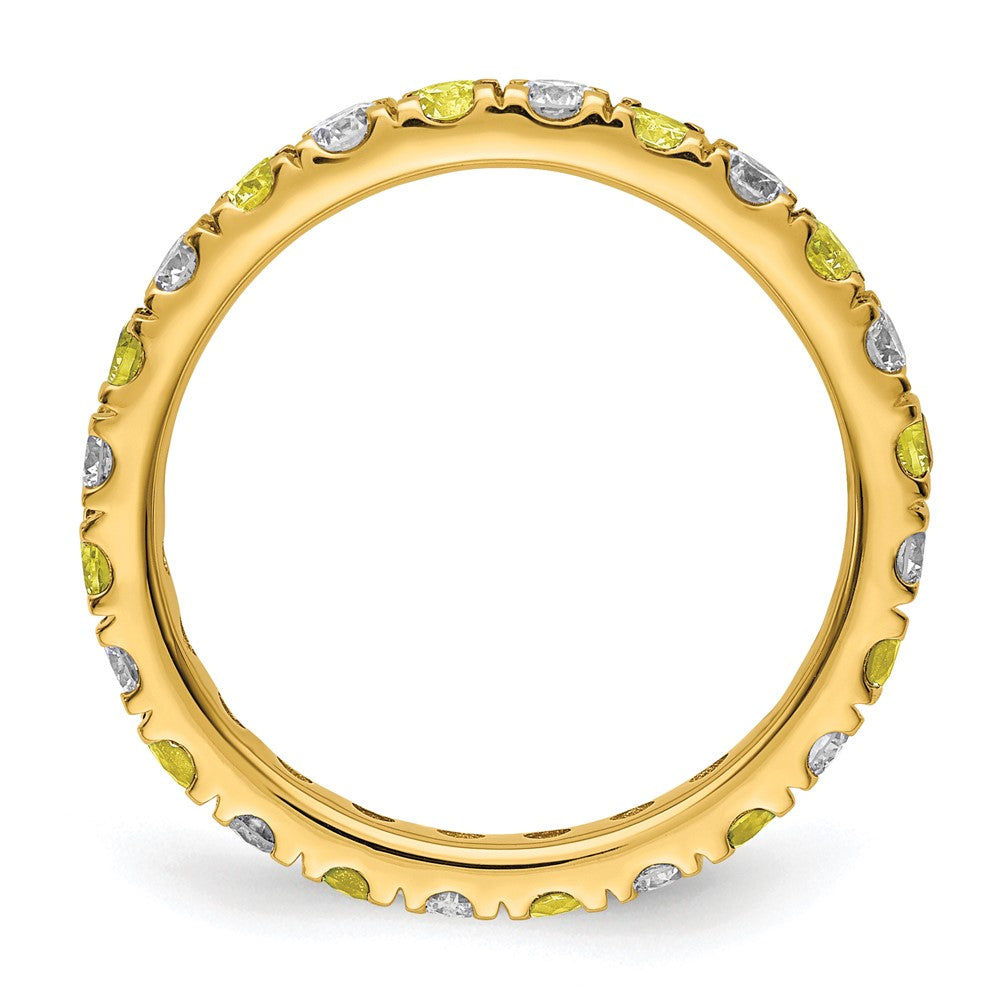 14k Yellow Gold 3/8 Ct. Lab Grown Diamond VS/SI+ G+ and Lab Created Sapphire Eternity Band Ring