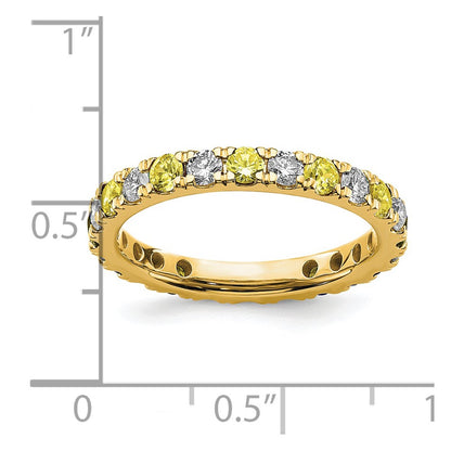14k Yellow Gold 3/4 Ct. Lab Grown Diamond VS/SI+ G+ and Lab Created Sapphire Eternity Band Ring
