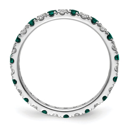 14k White Gold 3/8 Ct. Lab Grown Diamond VS/SI+ G+ and Lab Created Alexandrite Size 4.5 Eternity Band