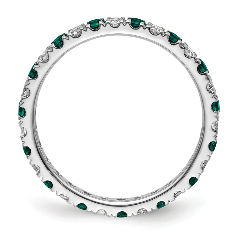 14k White Gold 3/8 Ct. Lab Grown Diamond VS/SI+ G+ and Lab Created Alexandrite Size 4.5 Eternity Band