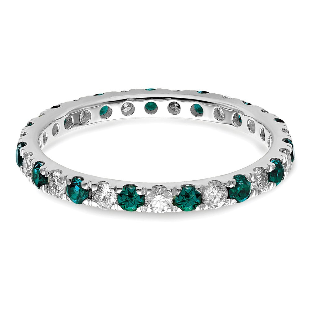 14k White Gold 3/8 Ct. Lab Grown Diamond VS/SI+ G+ and Lab Created Alexandrite Size 4.5 Eternity Band