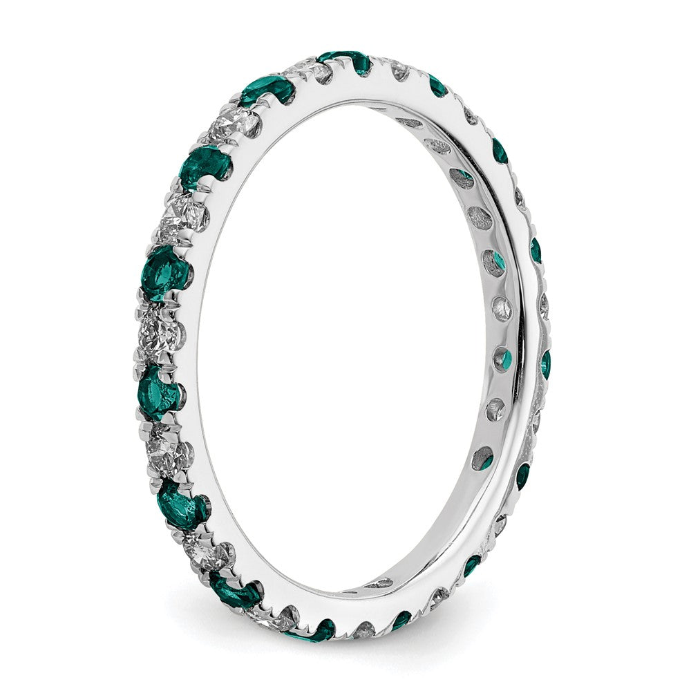 14k White Gold 3/8 Ct. Lab Grown Diamond VS/SI+ G+ and Lab Created Alexandrite Size 4.5 Eternity Band