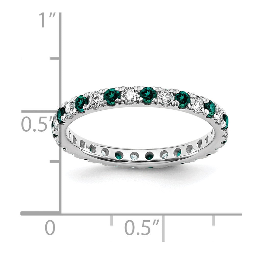 14k White Gold 3/8 Ct. Lab Grown Diamond VS/SI+ G+ and Lab Created Alexandrite Eternity Band Ring