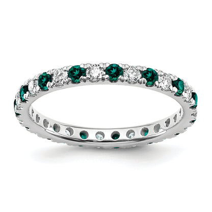 14k White Gold 3/8 Ct. Lab Grown Diamond VS/SI+ G+ and Lab Created Alexandrite Eternity Band Ring
