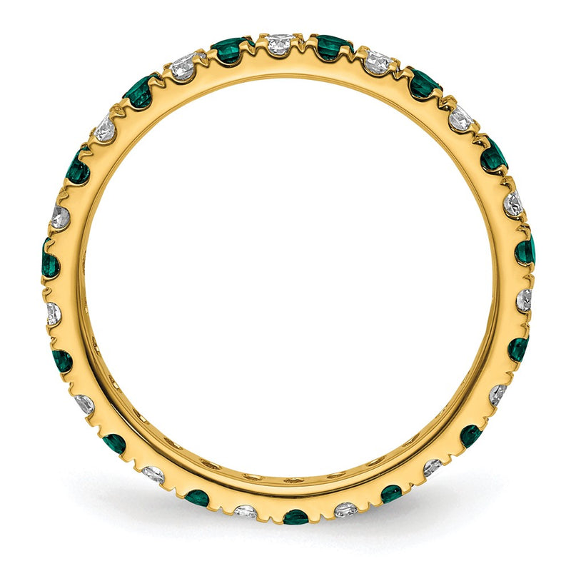 14k Yellow Gold 3/8 Ct. Lab Grown Diamond VS/SI+ G+ and Lab Created Alexandrite Eternity Band Ring