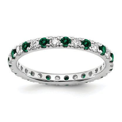 14k White Gold 3/8 Ct. Lab Grown Diamond VS/SI+ G+ and Lab Created Emerald Eternity Band Ring