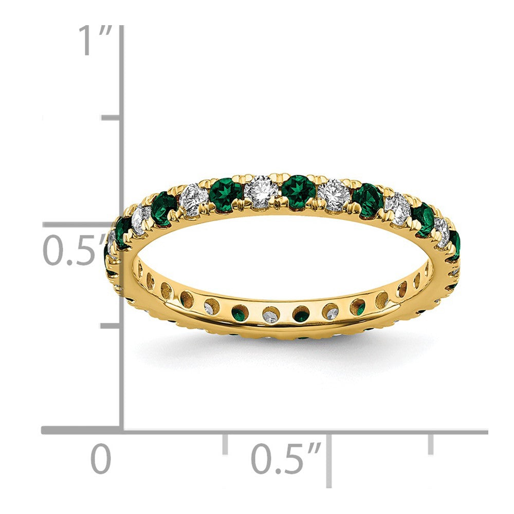 14k Yellow Gold 1/2 Ct. Lab Grown Diamond VS/SI+ G+ and Lab Created Emerald Eternity Band Ring