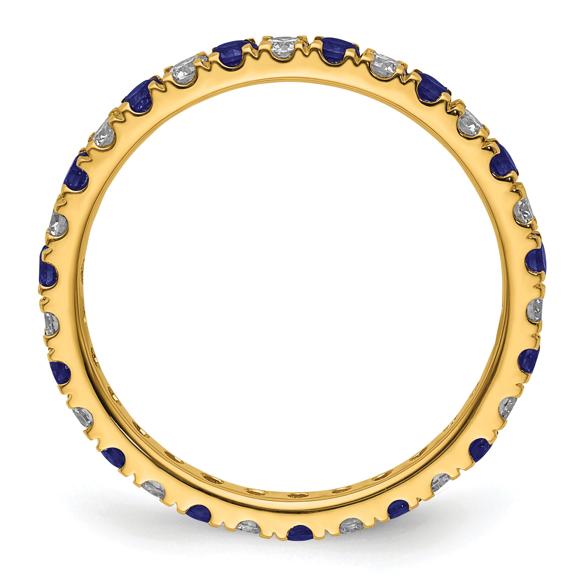 14k Yellow Gold 1/2 Ct. Lab Grown Diamond VS/SI+ G+ and Lab Created Blue Sapphire Eternity Band Ring