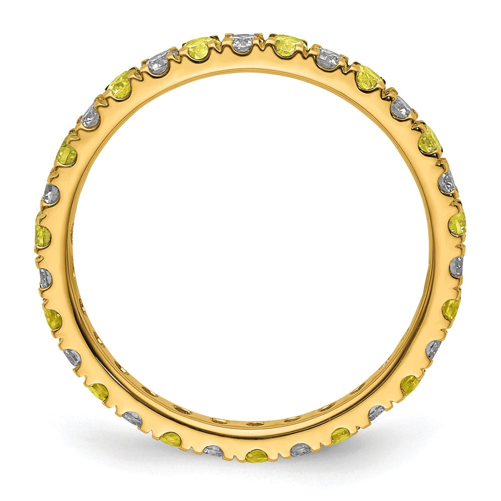 14K Yellow Gold 1/2 Carat Lab Grown Diamond Vs/Si+ G+ And Created Sapphire Size 5.5 Eternity Band (Size 5.5 Only)