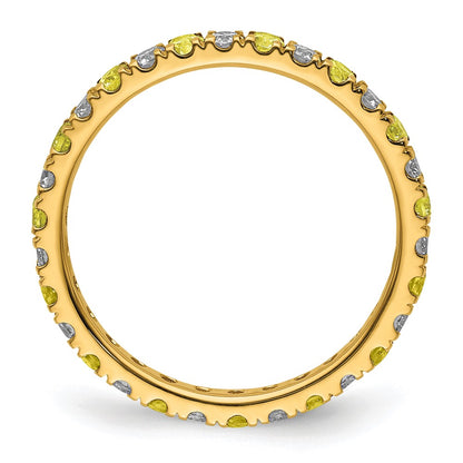 14K Yellow Gold 1/2 Carat Lab Grown Diamond Vs/Si+ G+ And Created Sapphire Size 5.5 Eternity Band (Size 5.5 Only)