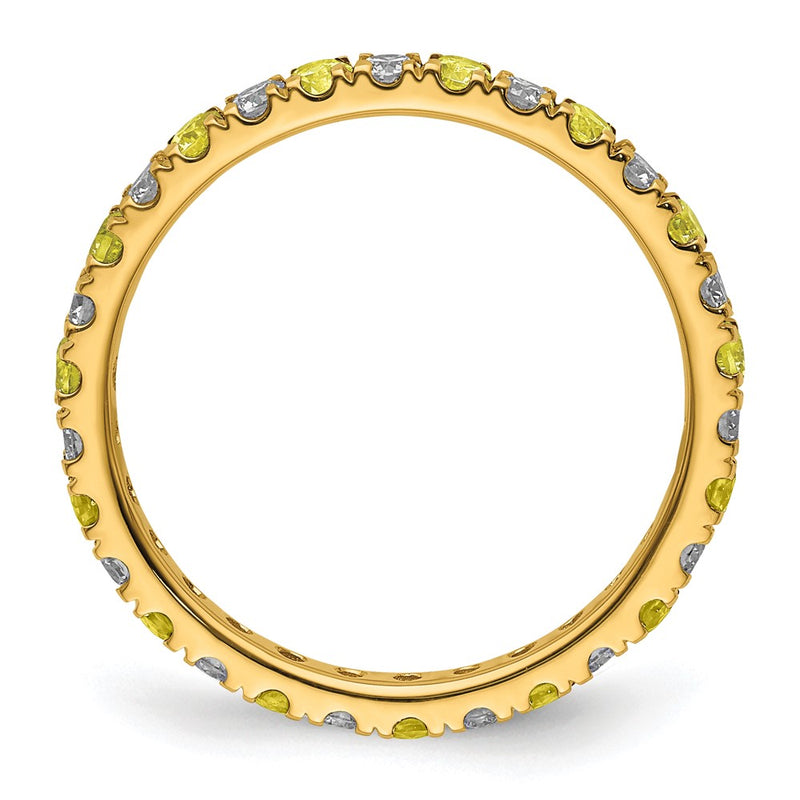14K Yellow Gold 1/2 Carat Lab Grown Diamond Vs/Si+ G+ And Created Sapphire Size 5.5 Eternity Band (Size 5.5 Only)