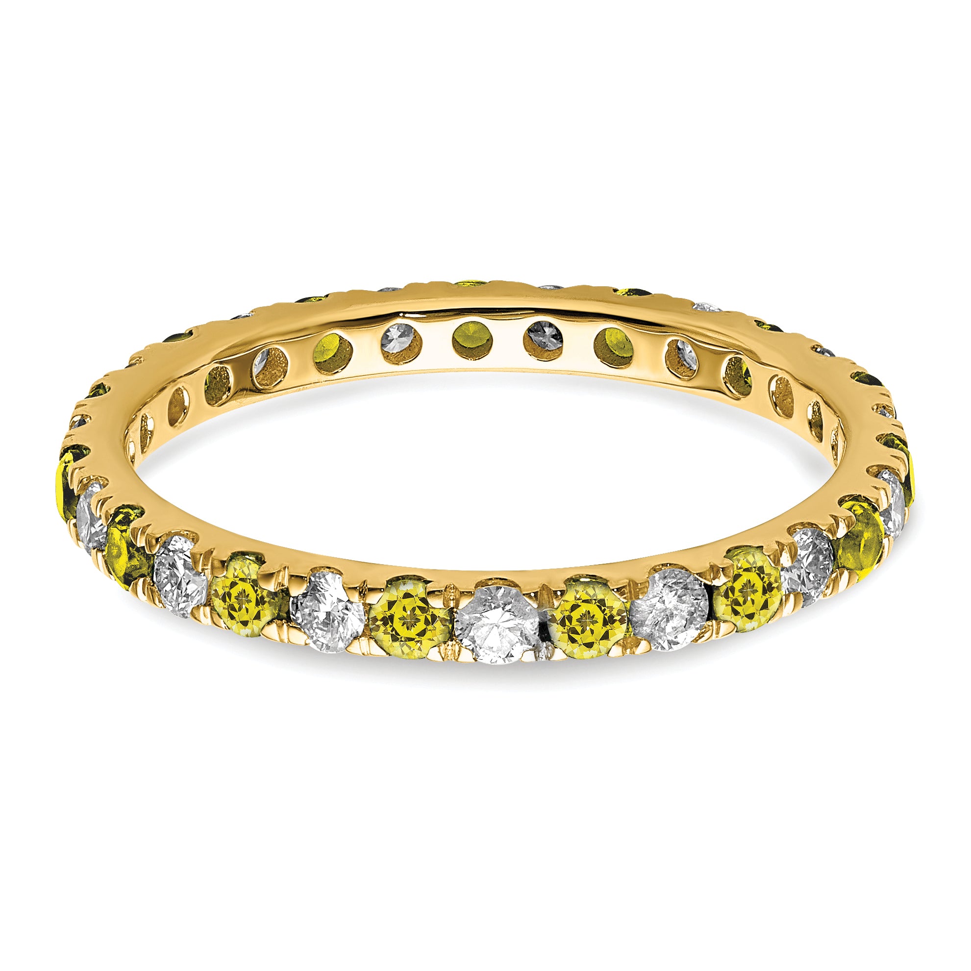 14k Yellow Gold 1/2 Ct. Lab Grown Diamond VS/SI+ G+ and Lab Created Sapphire Eternity Band Ring