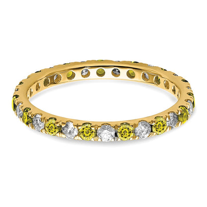 14K Yellow Gold 1/2 Carat Lab Grown Diamond Vs/Si+ G+ And Created Sapphire Size 5.5 Eternity Band (Size 5.5 Only)