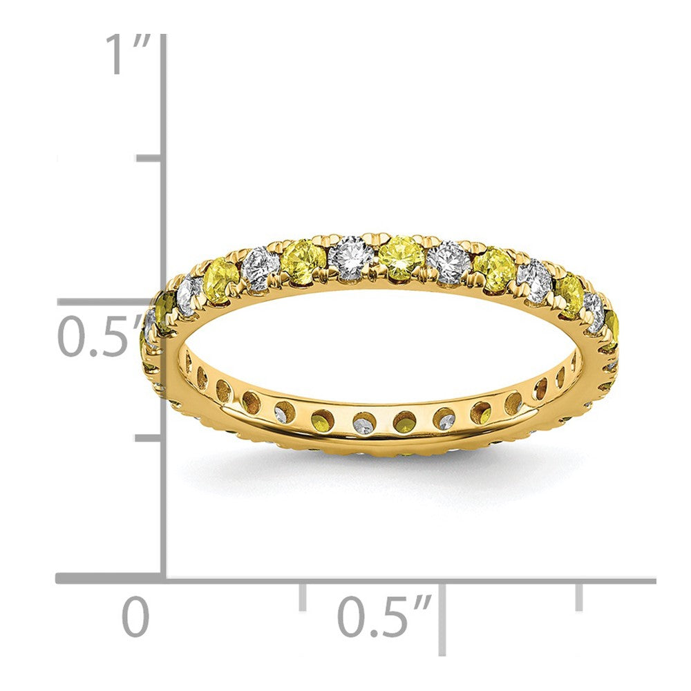 14K Yellow Gold 1/2 Carat Lab Grown Diamond Vs/Si+ G+ And Created Sapphire Size 5.5 Eternity Band (Size 5.5 Only)