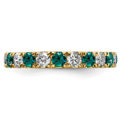 14k Yellow Gold 1 Ct. Lab Grown Diamond VS/SI+ G+ and Lab Created Alexandrite Size 6.5 Eternity Band