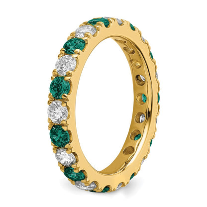 14k Yellow Gold 1 Ct. Lab Grown Diamond VS/SI+ G+ and Lab Created Alexandrite Size 6.5 Eternity Band
