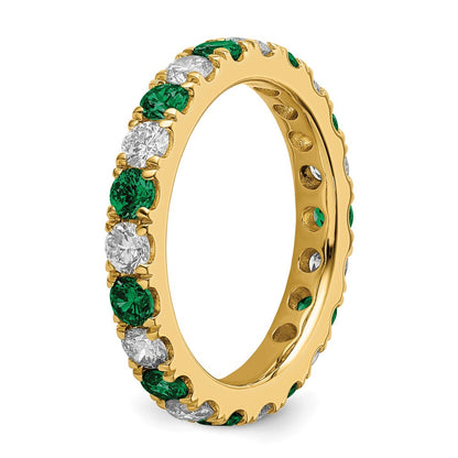 14k Yellow Gold 1 1/5 Ct. Lab Grown Diamond VS/SI+ G+ and Lab Created Emerald Eternity Band Ring