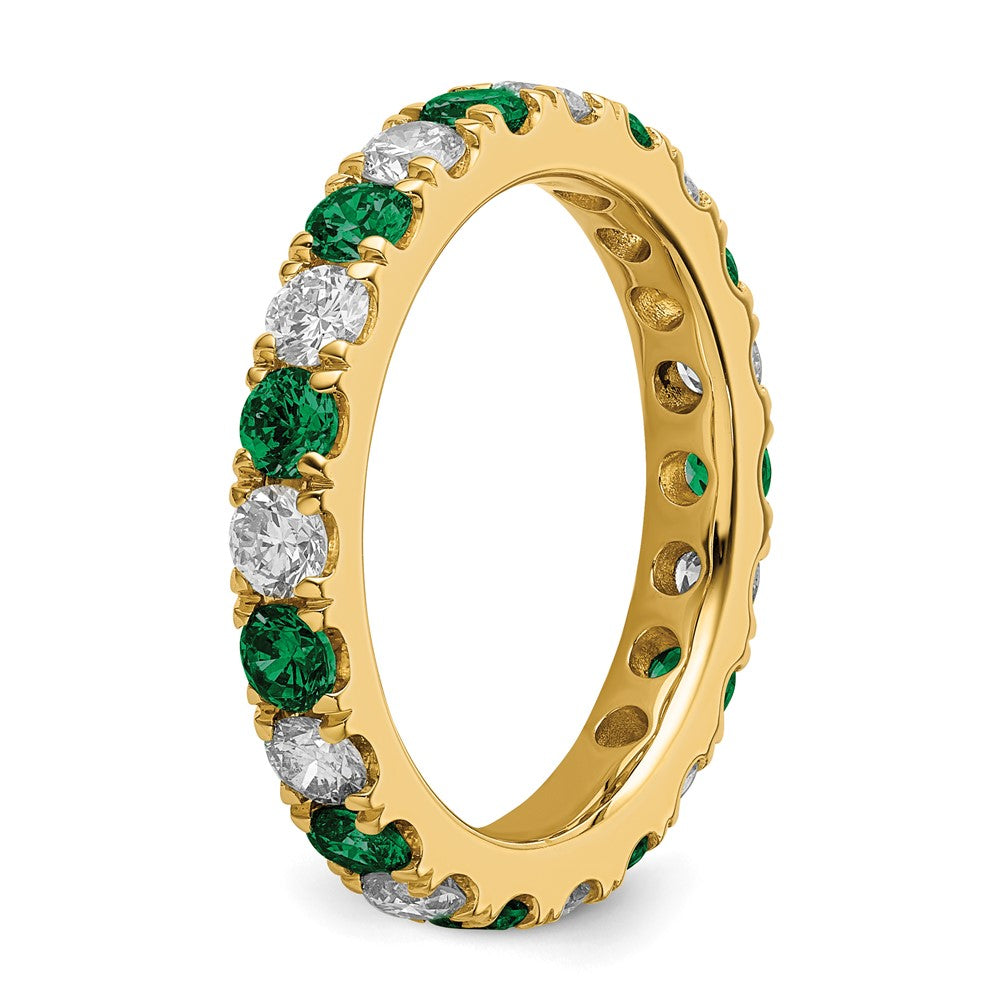 14k Yellow Gold 1 1/5 Ct. Lab Grown Diamond VS/SI+ G+ and Lab Created Emerald Eternity Band Ring