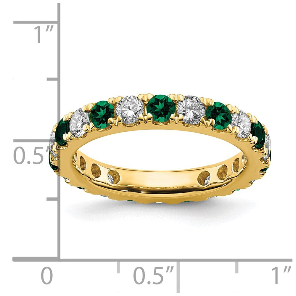 14k Yellow Gold 3/4 Ct. Lab Grown Diamond VS/SI+ G+ and Lab Created Emerald Eternity Band Ring