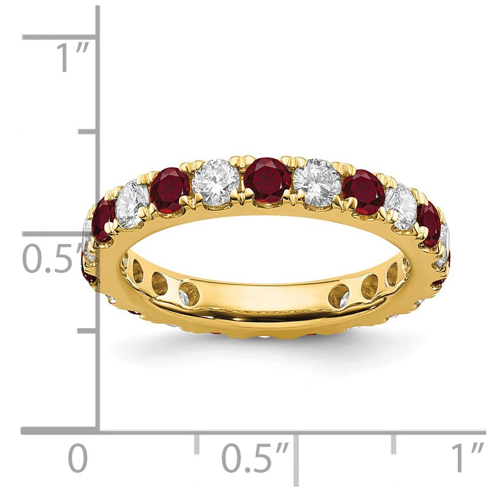 14k Yellow Gold 1 Ct. Lab Grown Diamond VS/SI+ G+ and Lab Created Ruby Eternity Band Ring