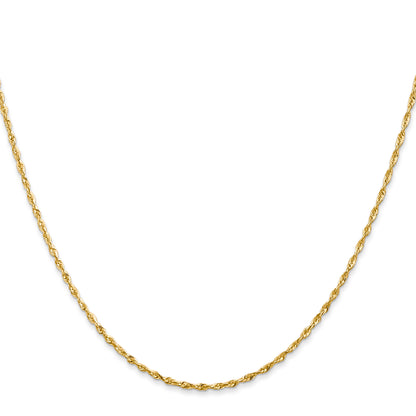 14K Yellow Gold 14 Inch 1.5mm Extra Light Diamond-Cut Rope With Lobster Clasp Chain
