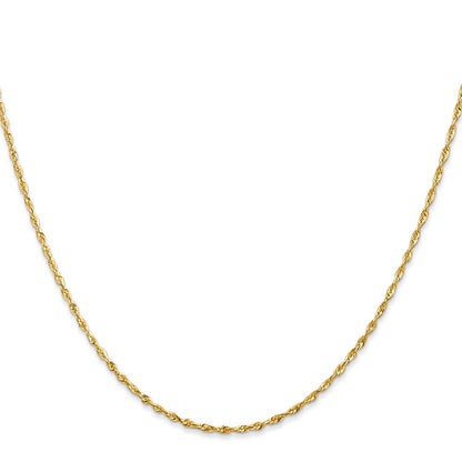 14K Yellow Gold 14 Inch 1.5mm Extra Light Diamond-Cut Rope With Lobster Clasp Chain Necklace
