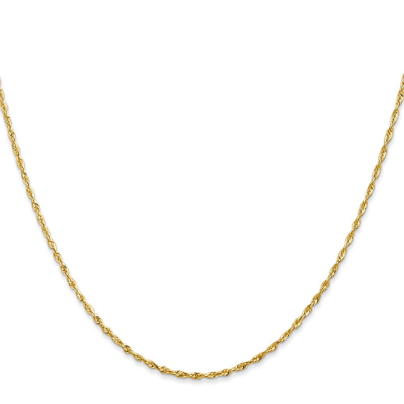 14K Yellow Gold 14 Inch 1.5mm Extra Light Diamond-Cut Rope With Lobster Clasp Chain Necklace