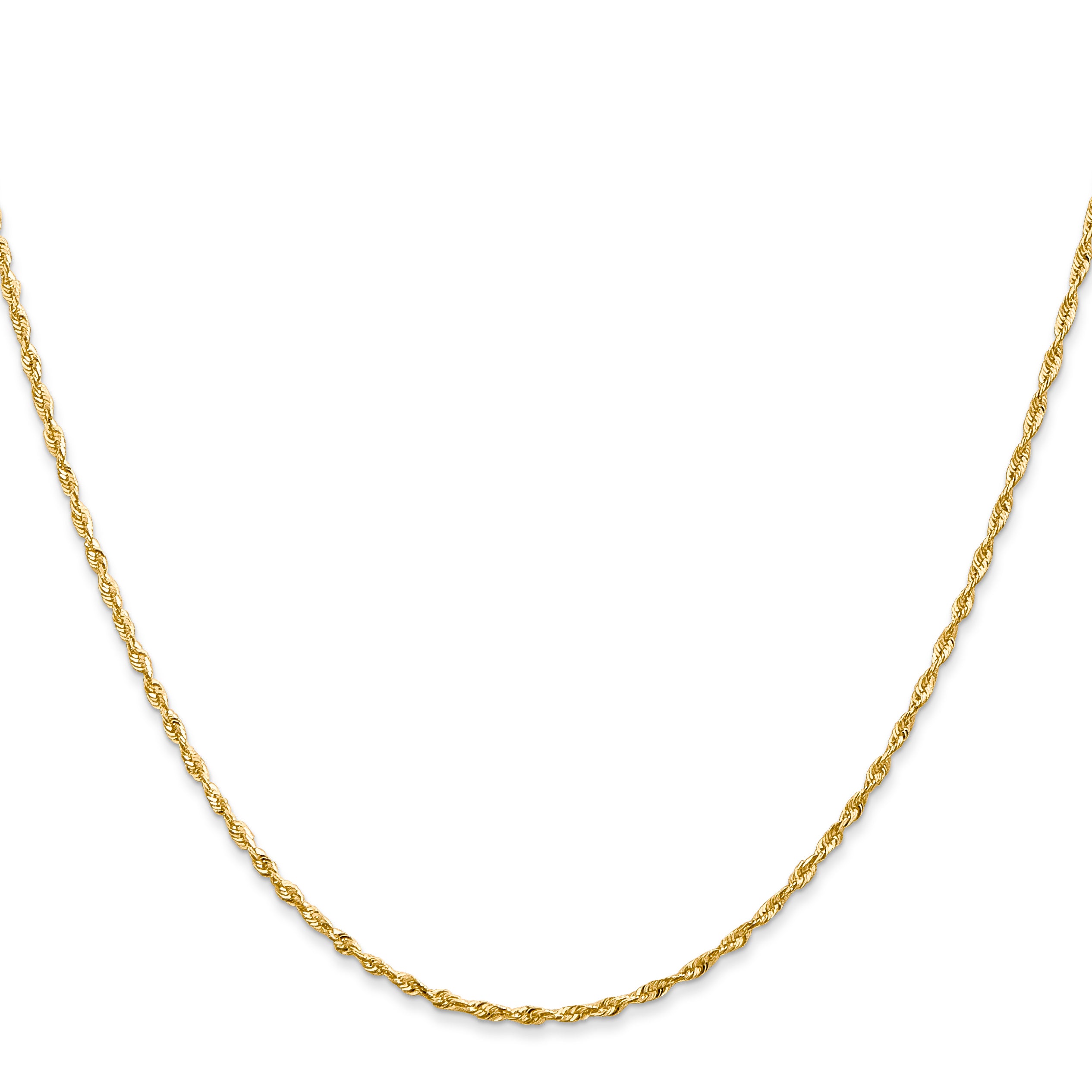 14K Yellow Gold 16 Inch 1.5mm Extra Light Diamond-Cut Rope With Lobster Clasp Chain Necklace