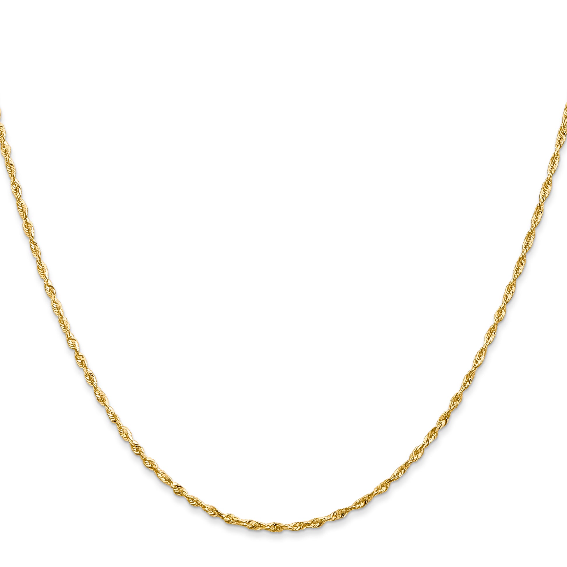 14K Yellow Gold 16 Inch 1.5mm Extra Light Diamond-Cut Rope With Lobster Clasp Chain Necklace