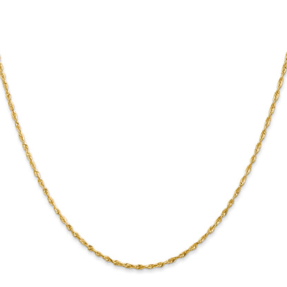 14K Yellow Gold 16 Inch 1.5mm Extra Light Diamond-Cut Rope With Lobster Clasp Chain Necklace