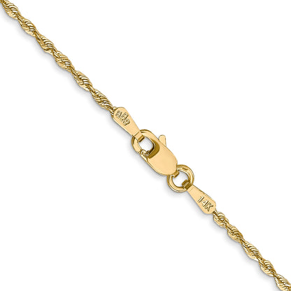 14K Yellow Gold 14 Inch 1.5mm Extra Light Diamond-Cut Rope With Lobster Clasp Chain