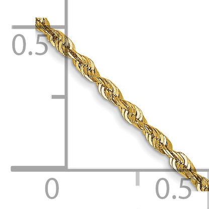 14K Yellow Gold 14 Inch 1.5mm Extra Light Diamond-Cut Rope With Lobster Clasp Chain