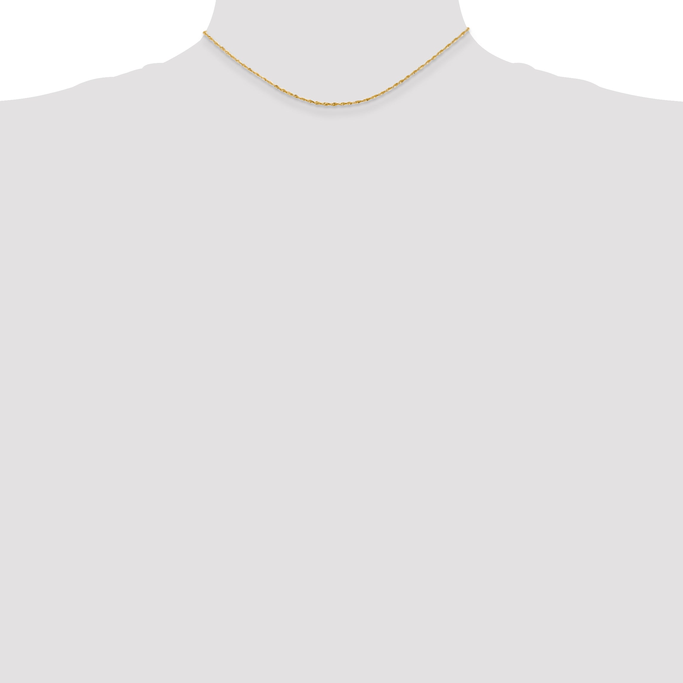 14K Yellow Gold 14 Inch 1.5mm Extra Light Diamond-Cut Rope With Lobster Clasp Chain