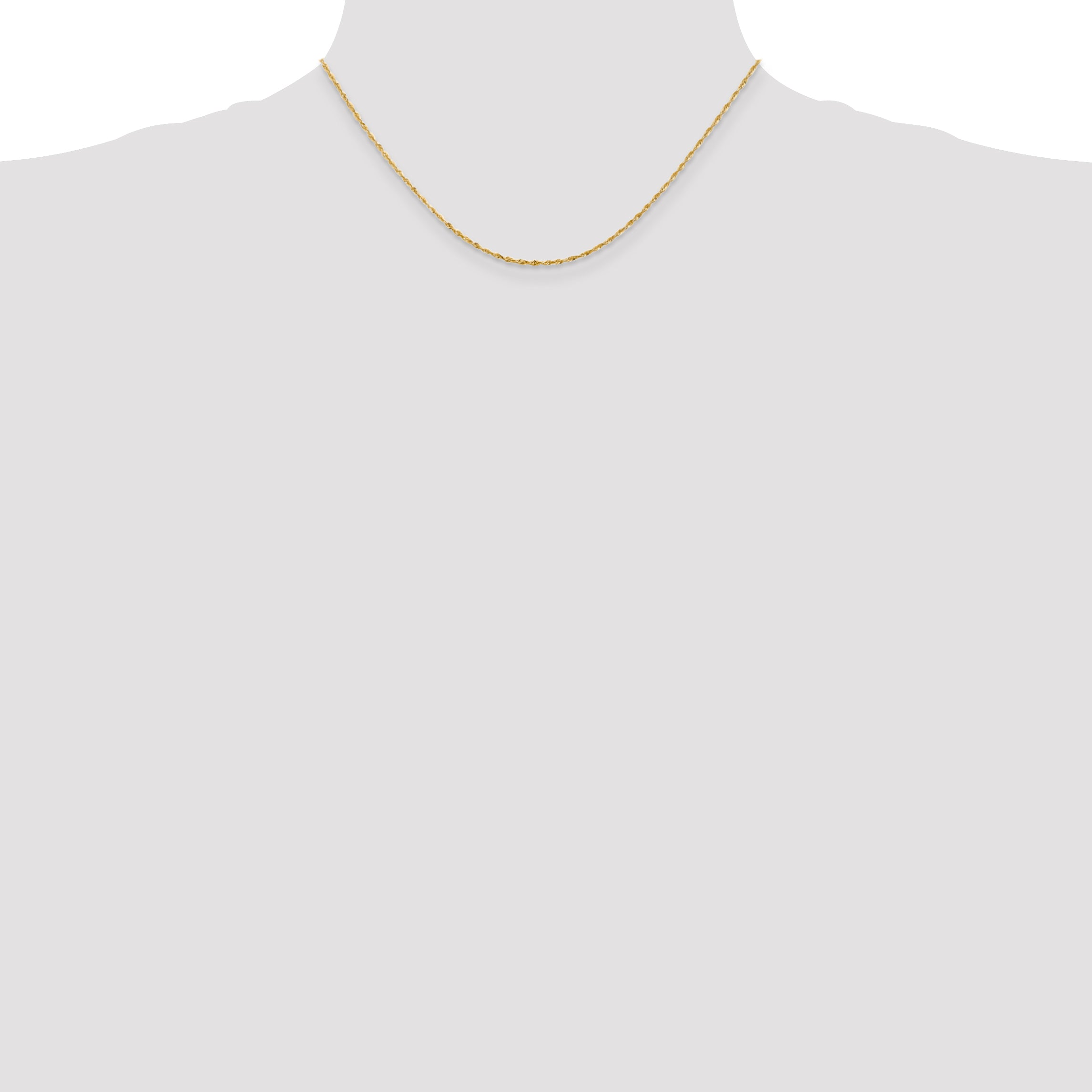 14K Yellow Gold 16 Inch 1.5mm Extra Light Diamond-Cut Rope With Lobster Clasp Chain Necklace