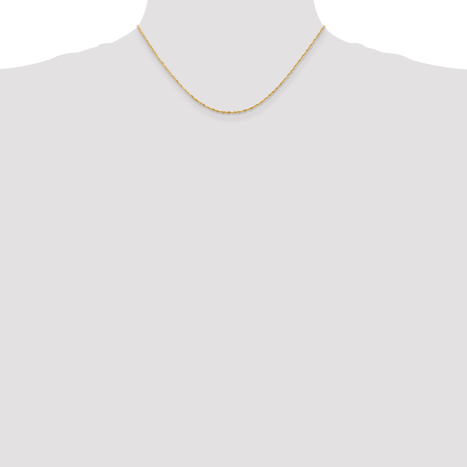 14K Yellow Gold 16 Inch 1.5mm Extra Light Diamond-Cut Rope With Lobster Clasp Chain Necklace