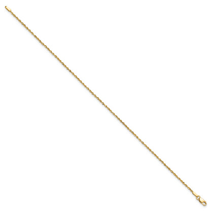 14k Yellow Gold 7 inch 1.5mm Extra Light Diamond-cut Rope with Lobster Clasp Chain